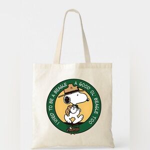 🆕💙Cream Snoopy Dog Canvas Tote